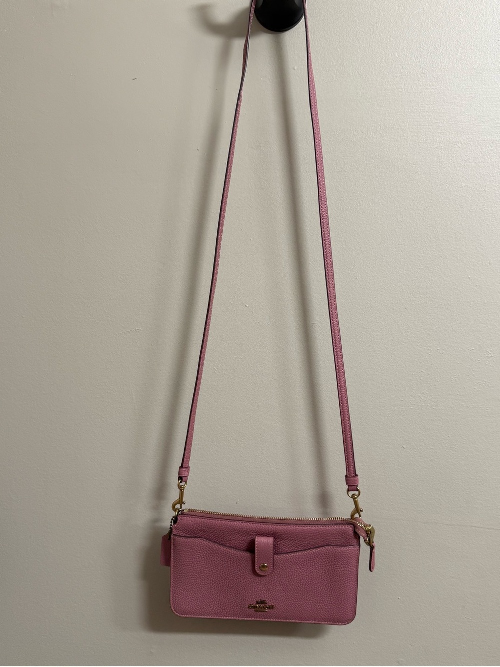 Coach Rose Pink Leather Crossbody Wallet